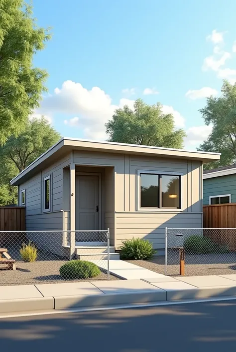 "Create a hyper-realistic illustration of a $100,000 USD house—a modest, modern single-family home designed for affordability without sacrificing essential comforts. Include:
Structure: A 1,200 sq ft rectangular layout with a poured concrete foundation, wo...