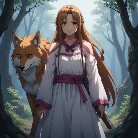 Asuna. Accompanied by a wolf 