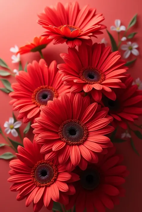 Add red gerberas flowers