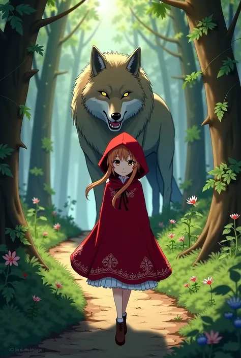 Asuna as Little Red Riding Hood with the Wolf 