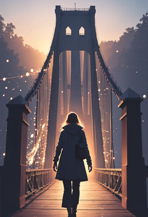 (  digital artwork  :1.3) of (Sketch :1.1) rendering Octane, (The Bridge Across Forever),  At Dawn, Realistic digital painting portrait,  shot at 8k resolution ,  magic universe,   ( Particle of Light :1.2),    global illumination ,  highly detailed ,