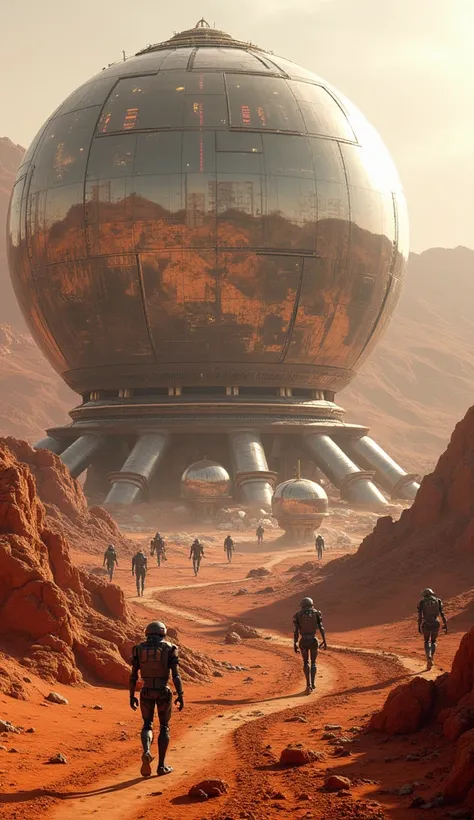 Robots building cities in giant capsules on Mars 4k