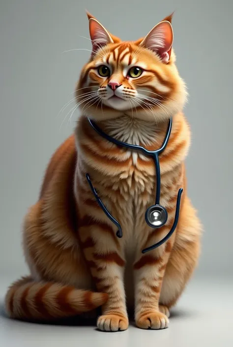 A full-bodied male cat, Let it be brown, and to have a stethoscope