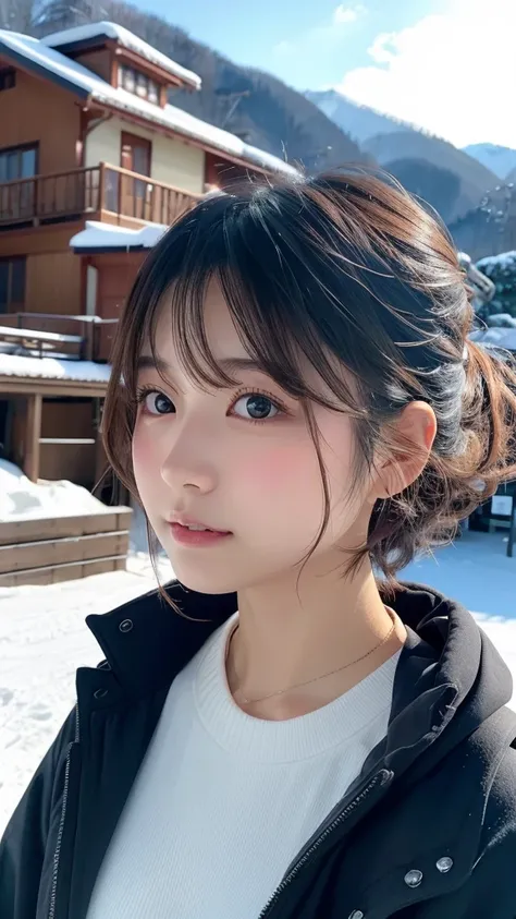  Japanese girl facing the front, super image quality, cute, pretty, sexy, and cute, actress, Japanese pretty girl, Lori, loose, short, curly hair, excellent style, excellent skeleton, clean, fluttering hair, small face, delicate girl, realistic girl, girl ...