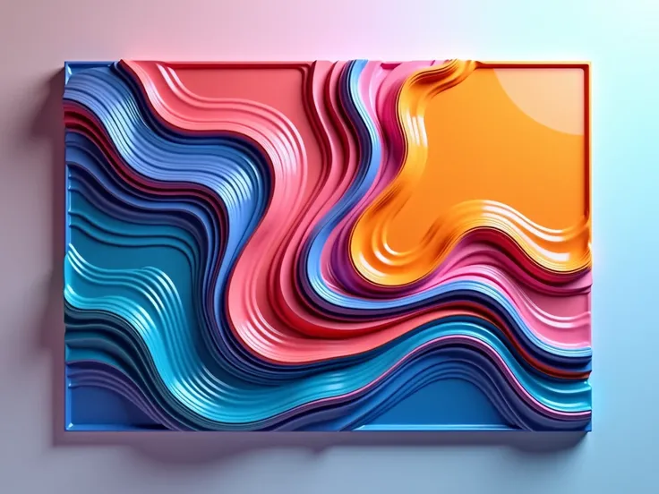 A vibrant, abstract artwork featuring the logo of "CL-STUDIO" in a stylized, 3D render style, created using acrylic pouring technique, placed on the left side of a rectangular frame, with a smooth, glossy finish, surrounded by a subtle, gradient background...