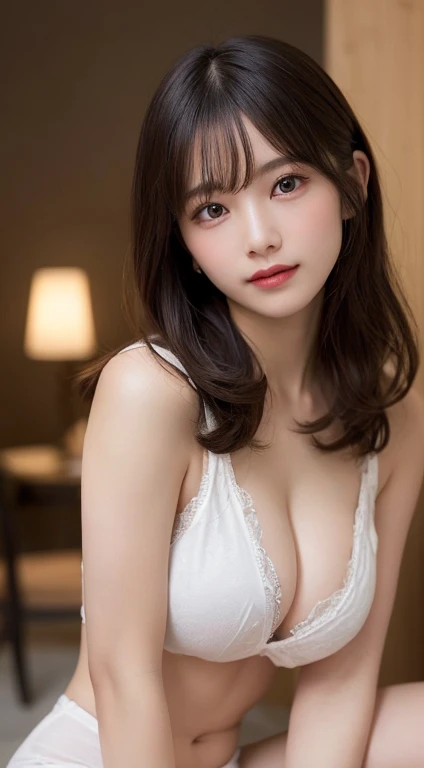  (SFW:1.5), ( Costume:1.5), ((Big Breasts:1.5)), I can see my nipples are erect、Chest、 Knee to Head Pictures、 long eyelashes、Clear, double, large eyes 、sharp makeup 、( looking at the camera:1.5)、( Masterpiece,  top quality,  ultra detail, Best Shadow:1.2),...