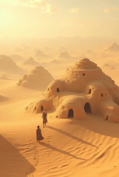 A desert place with sand houses 