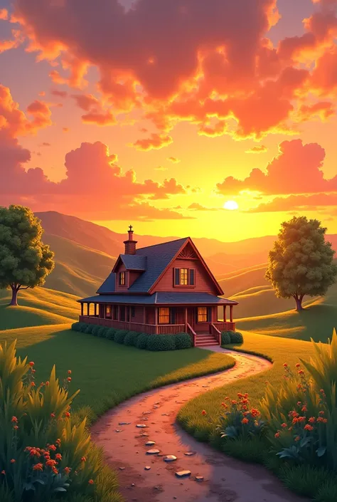 A house at sunset