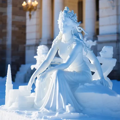 A statue of a goddess made of ice sculptures