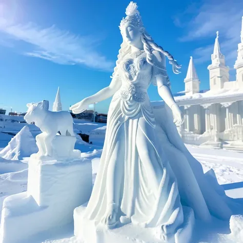 A statue of a goddess made of ice sculptures