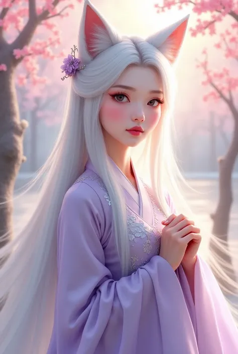 A breathtaking digital painting of Xiang Mei, a lady with an ethereal and angelic beauty, designed to match Korean beauty standards. She has elegantly almond-shaped, slightly upturned eyes with a soft yet captivating gaze, flawless porcelain skin, delicate...