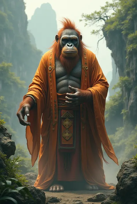 An orangutan dressed like a Taoist has achieved immortality 