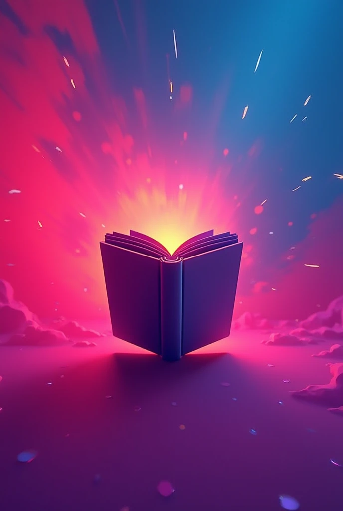 A vibrant colored background  ( can be a gradient or neon colors ),  with a stylized book icon in the center.