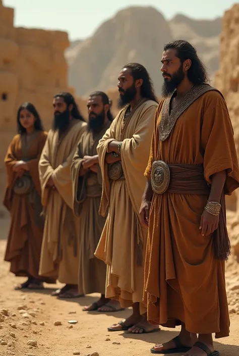 A group of Copts in ancient times wearing galabiyas and slippers