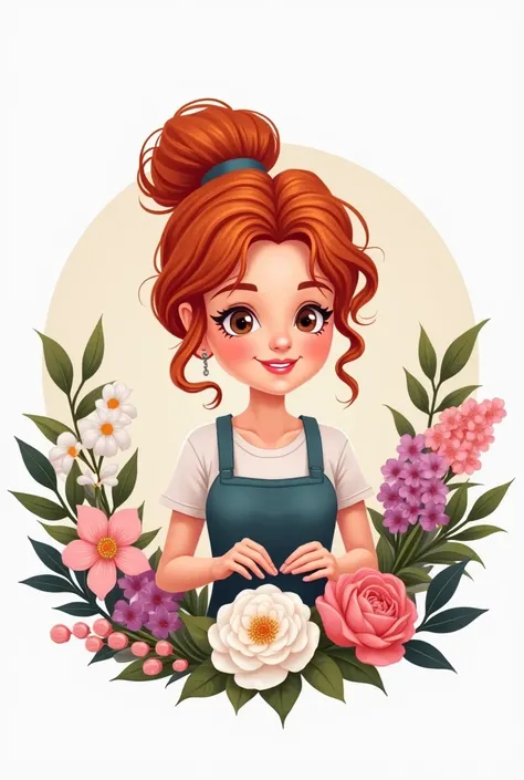 Logo of a girl with curly red hair making bouquets 💐 