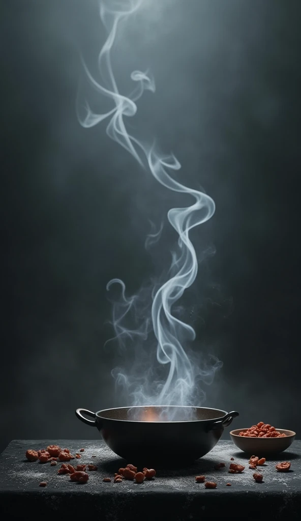 Make a dark gray background with smoke elements that refer to cooking in a pdf