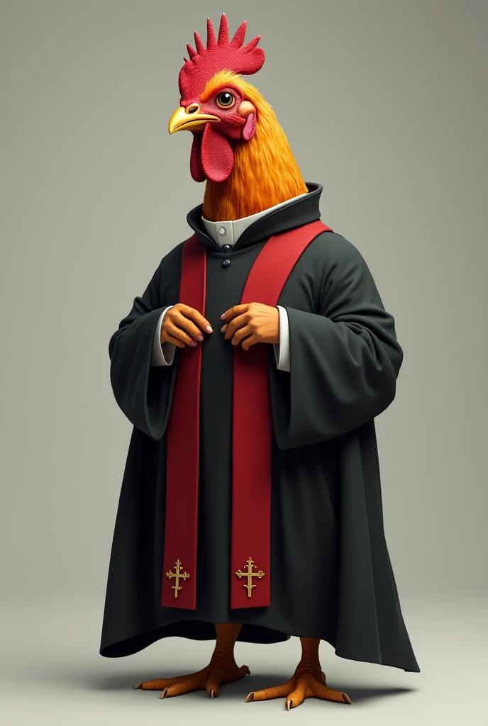 Realistic chicken dressed as a priest 