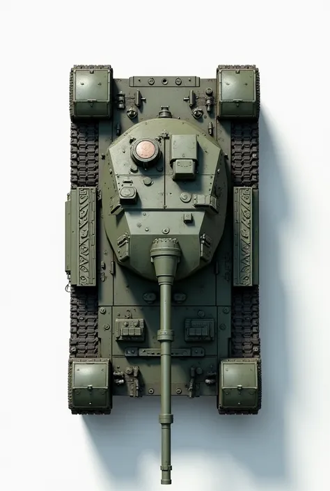 A picture of a tank from the top side with a white background