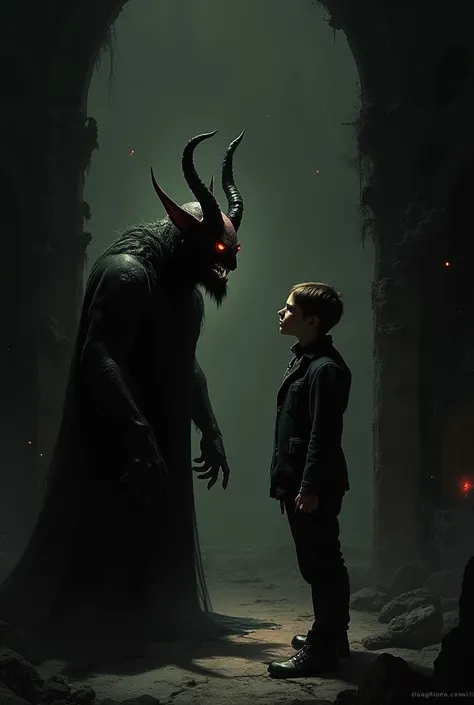 A demon talks together. A human being