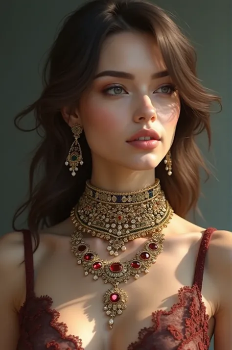 Pretty woman with necklaces