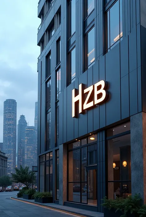 Place a logo on the facade of a company with the name HZB