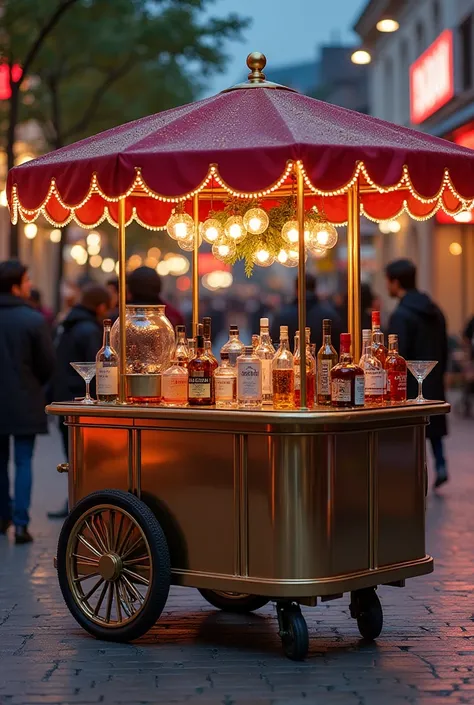 a cocktail cart stand to put in a public place and attract a lot of people 