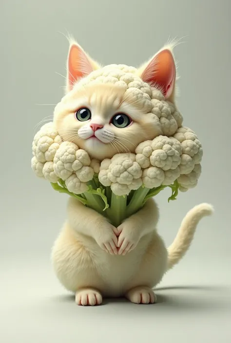 A cat the has been merged with cauliflower 