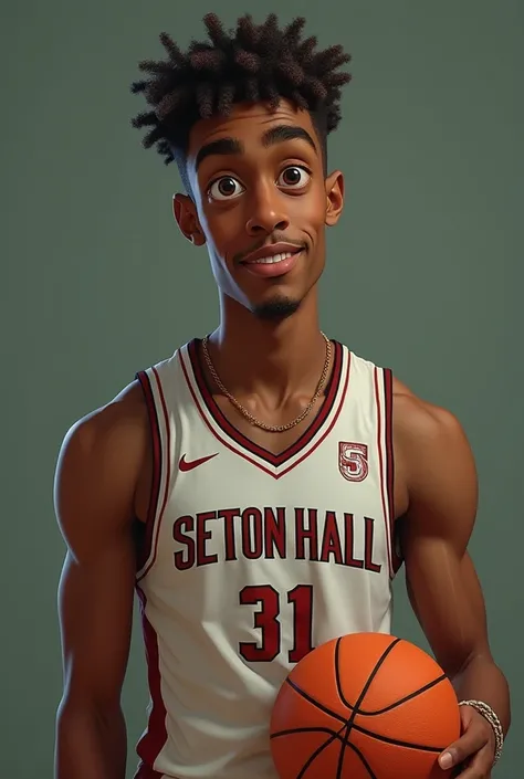  Tall man  (1,91m )  with an athletic and well-defined physique ,  the result of years of basketball training .  He has brown skin with a healthy glow ,  and her oval face is marked by large and expressive dark brown eyes ,  thick eyebrows and an easy smil...