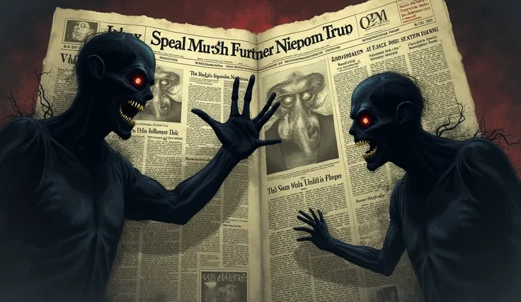 Horror image from an animated newspaper