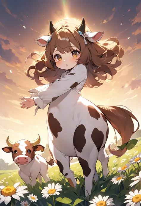 Daisy is an anthropomorphic cow with a long tail, horns, and hooves. Two large drooping ears also make the creature noticeable. Apart from these specificities, the rest of the body is closer to that of the human being. The skin is brindled, and she has bro...