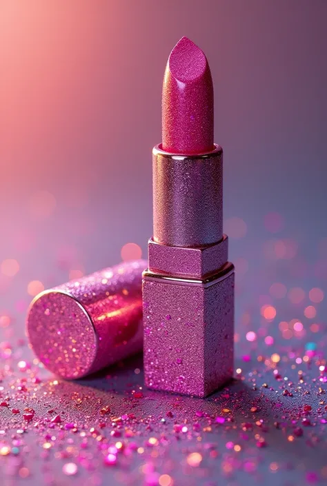 Create a lipstick image with bright glitter 