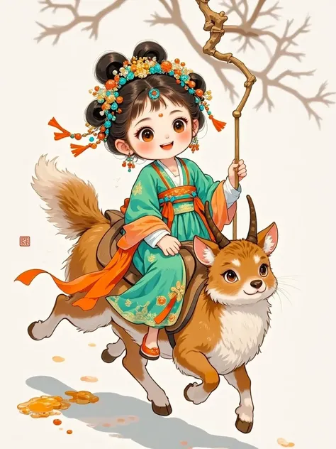      riding plum deer， Chinese style 