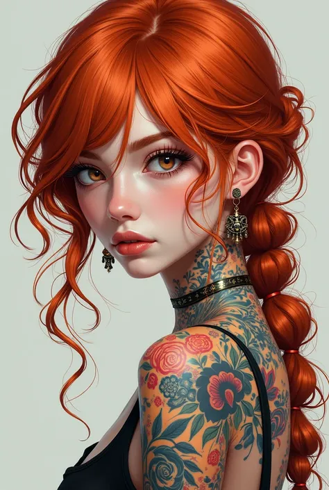 Make her be a redhead with anime tattoos 