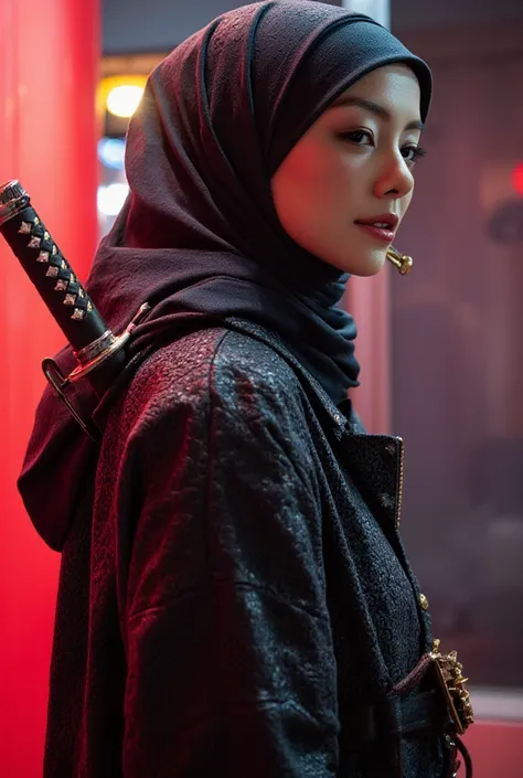  cyberpunk, woman, katana sword