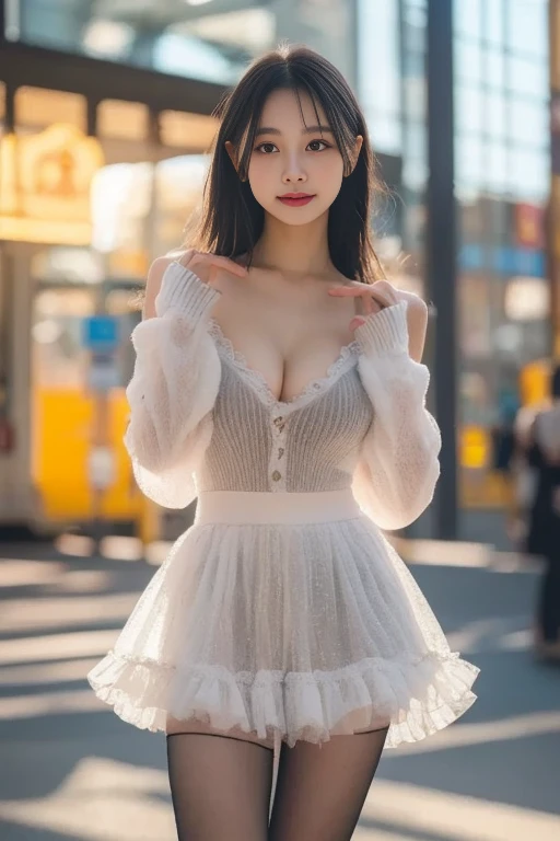  Woman wearing natural clothing 、 High quality full body portrait 、Big Breasts、Reality、【8k、 top quality、 ultra high resolution 、 Background is blurry gray、charming、Delicate expression 、charming地微笑、 Beautiful attractive face 、 Highly detailed eyes 、intimate...