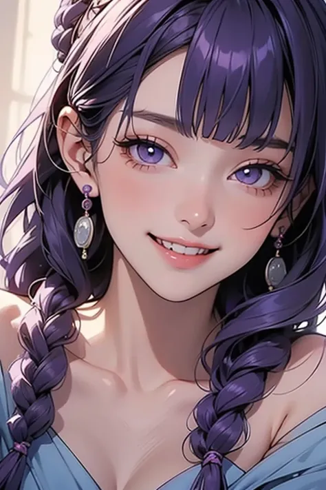      seat, blunt bangs,       braiding      ,    width ,       hair accessories  ,Obi says, (   purple hair:1.2),       long hair ,       straight hair ,  very detailed background     , (     exist    :1.2),         beautiful eyes  ,      red eyeshadow  , ...