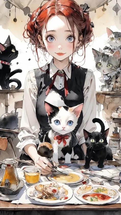 Norman Rockwell's watercolor touch、 Tim Burton's World、 kitten