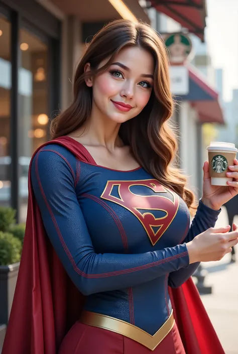 FULL VIEW OF  a BLUE EYED ASIAN JAPANESE GIRL holding a cup of STARBUCKS coffee, anime girl in real life, realistic young BRUNETTE girl, portrait of cute BRUNETTE girl, cute natural anime face, kawaii realistic portrait, realistic anime 3 d style, attracti...