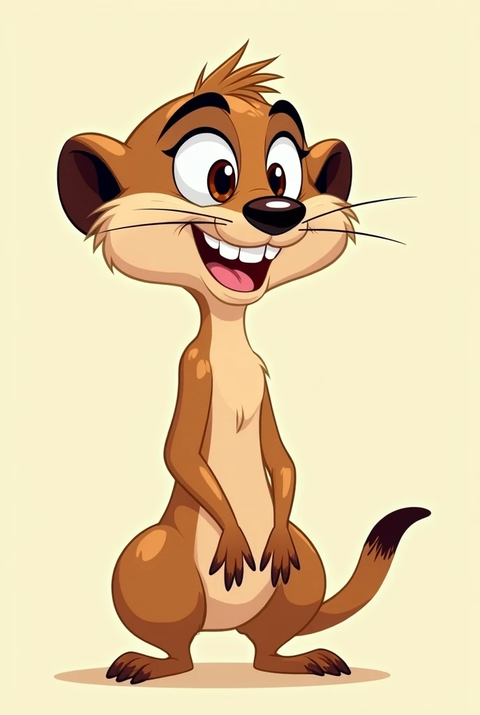 cartoon meerkat, looney toons art style, happy expression, simple detail, 2d