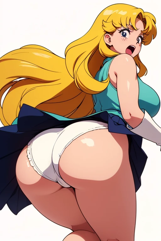  general , high resolution,  Super Detail, very aesthetic, top quality ,  Best Hand  ,   Blake Shindo_Reiko,  1 girl, Alone,  long hair,   blond hair,  wavy hair,  big breasts,  Tight Skirt, 1990s \( style\), Anime Coloring Book,  of pussy is embarrassing、...