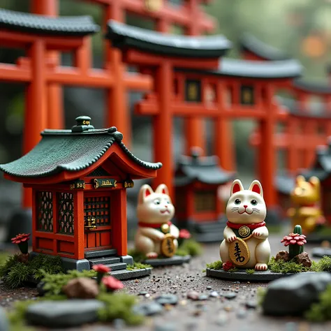  Japanese Miniature Shrines　　Miniature Torii Gates 　Multiple bean cats 　 strong contrast 　 best image quality　HDR