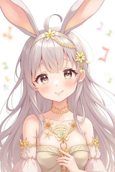 1girl, High Resolution, Long Hair, Rabbit Ears, Rabbit Ears, Smile, Jewelry, Sparkle, Illustration, 