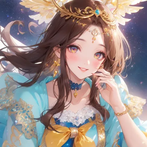 solo,(anatomically correct:1.3),1 older womens,Beautiful facial features, Exquisite makeup,(Kind eyes:1.1),detailed,(kindness:1.3),soft focus,Glossiness,shiny,kawaii,bright,smile,(looking at the viewer:1.3),blush,lips,teeth