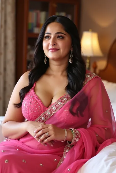 ((best quality)), ((masterpiece)), (detailed), perfect face
 Big body big, pink bra,   pink Indian dress, Bedroom 