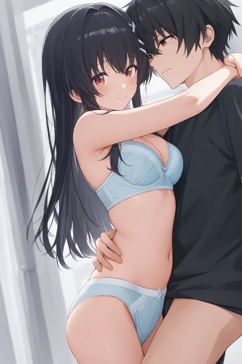 Anime girls　 long black hair　clear　2D　Erotic　underwear