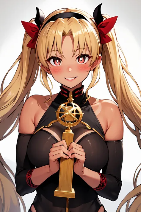 Ereshkigal, blonde hair, Long Hair, Looking at viewer, Smile, Blush, High Resolution, Masterpiece, Accurate, Anatomically Correct, Award Winning, Best Quality, Detail, HD, High Details, High Quality, Quality, Super Detailed, UHD, twintails, Breasts, Large ...