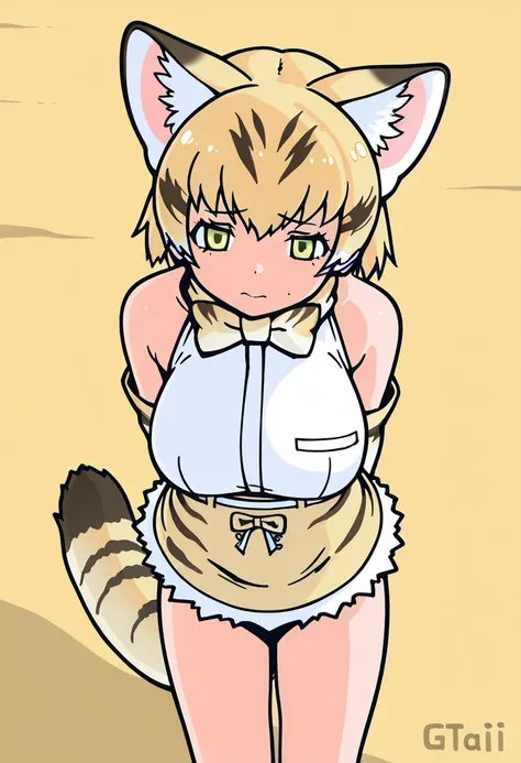 gtaiii, 1girl, sand cat (kemono friends), mole, large breasts,