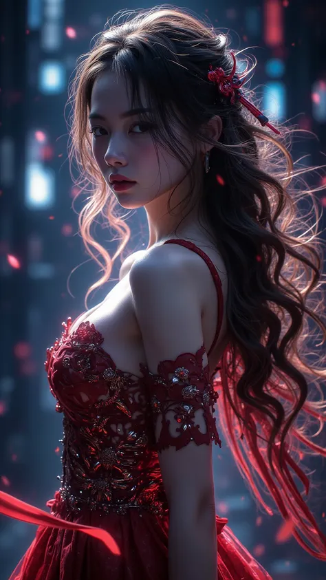  Immerse in a high resolution 、 original 8K wallpaper ， showing an extremely beautiful girl ，Detailed depiction of ， to create a masterpiece of extremely high quality and artistic perfection， using light tracking technology to create a very wild atmosphere...