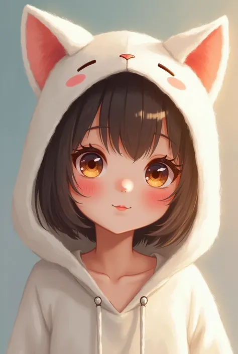 Pfp girl with cute white cat hoodie