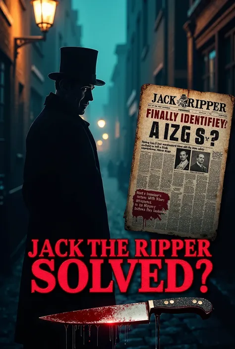 Here’s a highly attractive and engaging thumbnail prompt for a "Jack the Ripper: Mystery Solved" theme:

Prompt:

"A dark, eerie Victorian London alleyway at night, illuminated by a flickering gas lamp. In the foreground, a mysterious man in a long coat an...